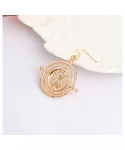 Hourglass Dangle Earrings Inspired Rotating Time Converter Hourglass Earrings For Girls Women gold plated $9.35 Earrings