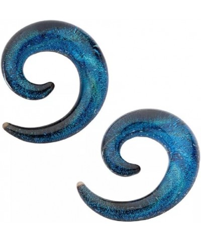 Blue Glass Sparkle Swirl Galaxy Spiral Taper Plugs, Sold as a Pair 6mm (2GA) $10.65 Body Jewelry