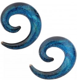 Blue Glass Sparkle Swirl Galaxy Spiral Taper Plugs, Sold as a Pair 6mm (2GA) $10.65 Body Jewelry