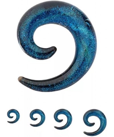 Blue Glass Sparkle Swirl Galaxy Spiral Taper Plugs, Sold as a Pair 6mm (2GA) $10.65 Body Jewelry