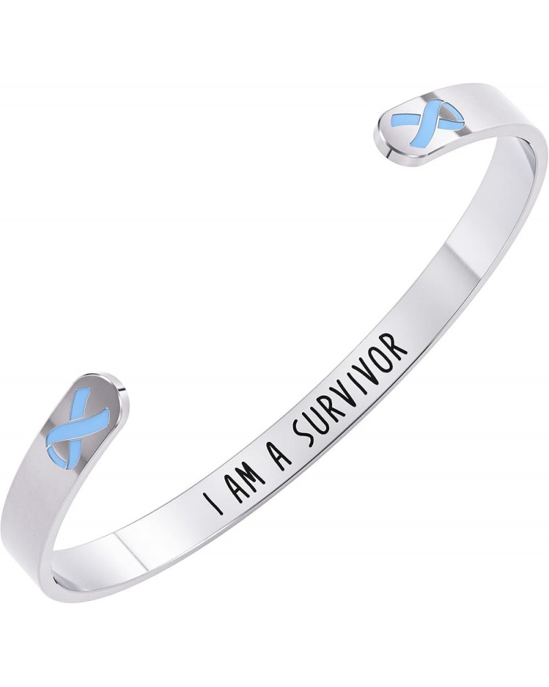 Cancer Awareness Bracelet - Ribbon, "Funk Cancer” & I Am Survivor - Gift for Women and Men Light Blue Prostate Cancer "I Am A...