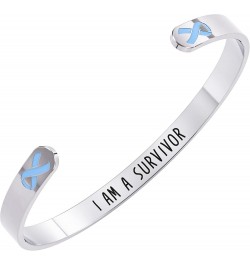 Cancer Awareness Bracelet - Ribbon, "Funk Cancer” & I Am Survivor - Gift for Women and Men Light Blue Prostate Cancer "I Am A...