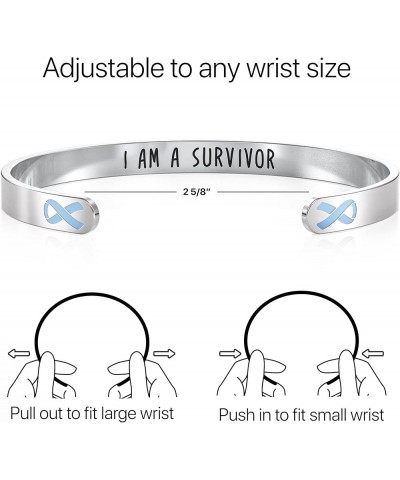 Cancer Awareness Bracelet - Ribbon, "Funk Cancer” & I Am Survivor - Gift for Women and Men Light Blue Prostate Cancer "I Am A...