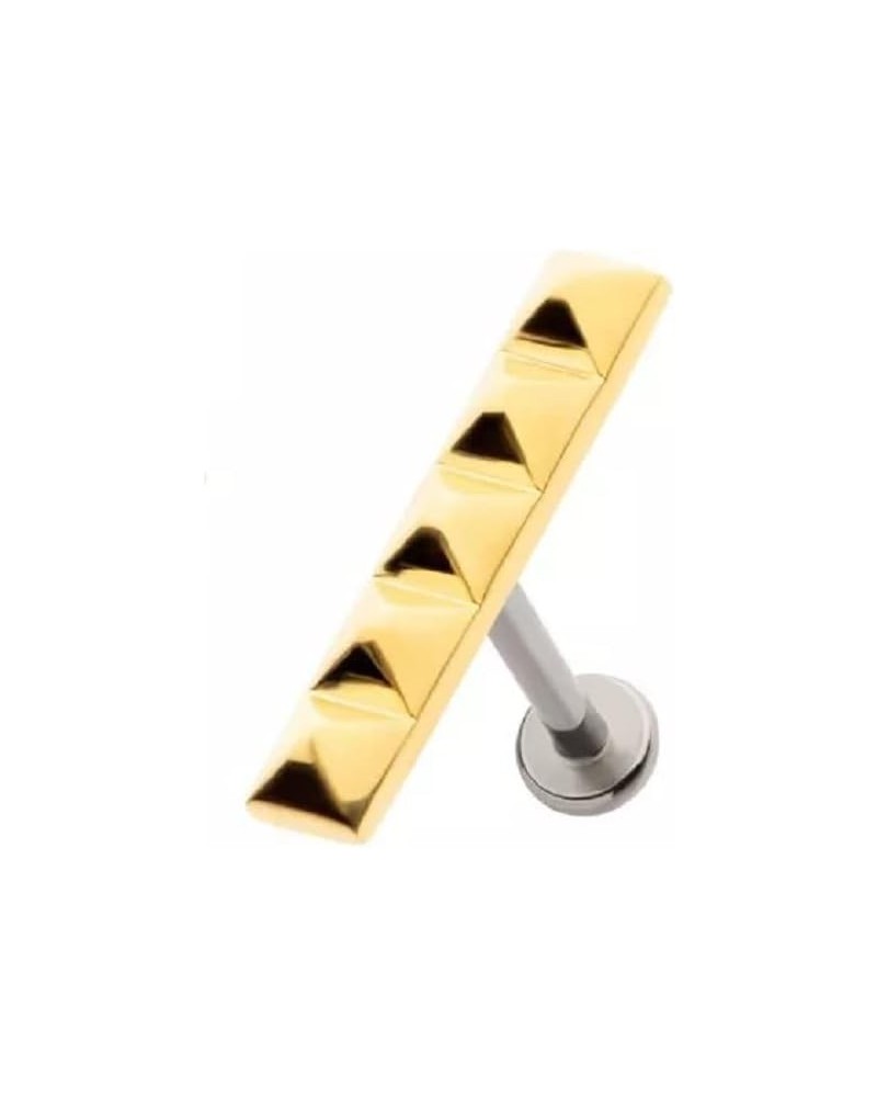 18GA 316L Stainless Steel Internally Threaded 5 Pyramid Stud Top Flat Back Stud Gold Tone $9.27 Body Jewelry