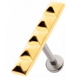 18GA 316L Stainless Steel Internally Threaded 5 Pyramid Stud Top Flat Back Stud Gold Tone $9.27 Body Jewelry