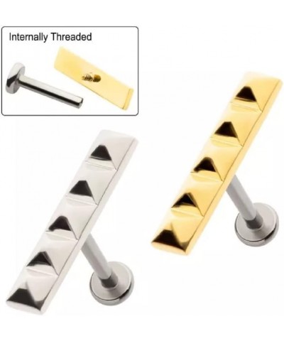 18GA 316L Stainless Steel Internally Threaded 5 Pyramid Stud Top Flat Back Stud Gold Tone $9.27 Body Jewelry