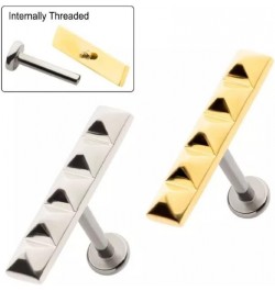 18GA 316L Stainless Steel Internally Threaded 5 Pyramid Stud Top Flat Back Stud Gold Tone $9.27 Body Jewelry