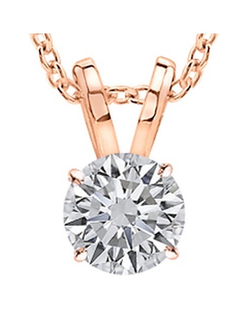 1/2-1 1/2 Carat LAB GROWN Diamond Solitaire Pendant IGI Certified 14K Gold 4 Prong Diamond Pendant Necklace For Women (G-H, S...