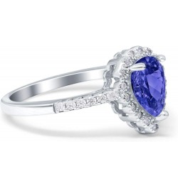 Teardrop Pear Art Deco Halo Engagement Ring Round Simulated Cubic Zirconia 925 Sterling Silver Simulated Tanzanite CZ $12.96 ...