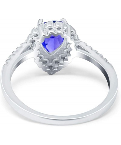 Teardrop Pear Art Deco Halo Engagement Ring Round Simulated Cubic Zirconia 925 Sterling Silver Simulated Tanzanite CZ $12.96 ...