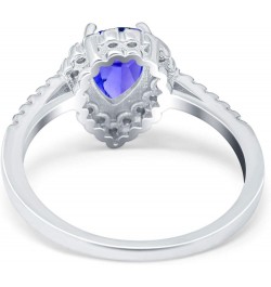 Teardrop Pear Art Deco Halo Engagement Ring Round Simulated Cubic Zirconia 925 Sterling Silver Simulated Tanzanite CZ $12.96 ...