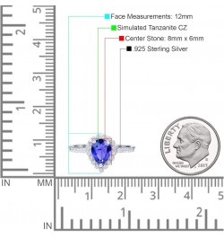 Teardrop Pear Art Deco Halo Engagement Ring Round Simulated Cubic Zirconia 925 Sterling Silver Simulated Tanzanite CZ $12.96 ...