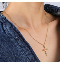 Cross Necklace for Women Girls, 14K Gold Plated Dainty Crucifix Necklace CZ Faith Gold Cross Pendant Necklaces, Diamond Cross...