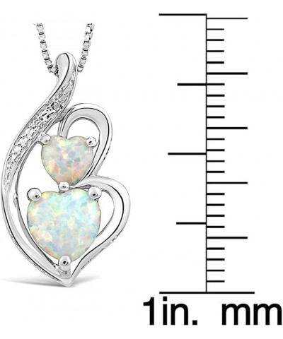 Lab Created Opal Heart Pendant Necklace Diamond Accent in Sterling Silver or Gold Plated Silver - 18 Inch Chain Sterling Silv...