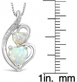 Lab Created Opal Heart Pendant Necklace Diamond Accent in Sterling Silver or Gold Plated Silver - 18 Inch Chain Sterling Silv...