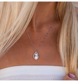 Lab Created Opal Heart Pendant Necklace Diamond Accent in Sterling Silver or Gold Plated Silver - 18 Inch Chain Sterling Silv...