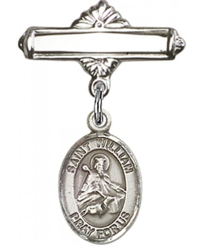 Sterling Silver Polished Baby Badge Bar Pin with Charm, 11/16 Inch Saint William of Rochester $38.33 Brooches & Pins