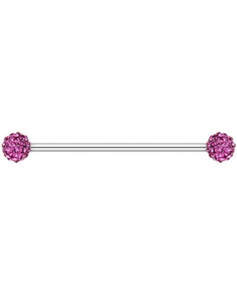 Multi-Sprinkle Dot Multi Gem Industrial Barbell 14 GA, L: 32mm, 6mm Ball Size, Fuchsia $9.03 Body Jewelry