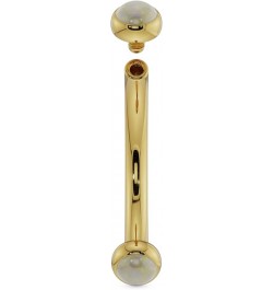 Dainty Opal Bezel-Set Curved Barbell for Eyebrow Rook Belly (I1 Clarity, J-K Color) 14K Yellow Gold | 18G | 1/4" (6mm) $86.10...