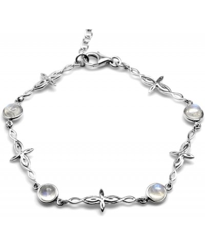 Natural Moonstone 925 Sterling Silver Intertwined Cross 7 to 8.5 Inch Adjustable Bracelet $14.80 Bracelets