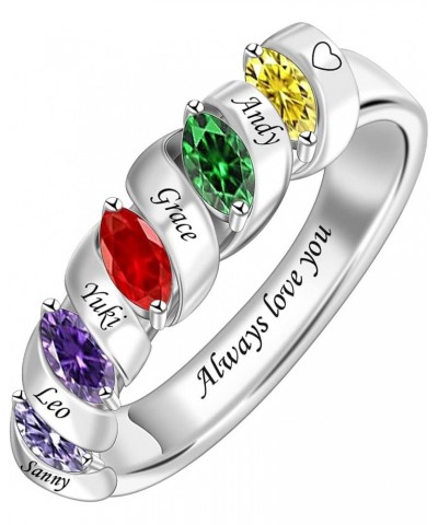 Personalized Mother Ring with 1-6 Kids Name Customized Birthstone Rings Spiral Ring for Women Stacking Rings for Mom Thanksgi...