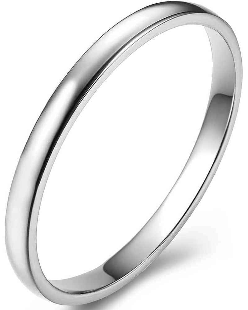 2mm Wedding Bands for Women Men, 14k Gold Plated Titanium Alloy Band Ring, Minimalist Comfort Fit Flat Ring Size 5-10 Silver ...