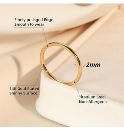 2mm Wedding Bands for Women Men, 14k Gold Plated Titanium Alloy Band Ring, Minimalist Comfort Fit Flat Ring Size 5-10 Silver ...