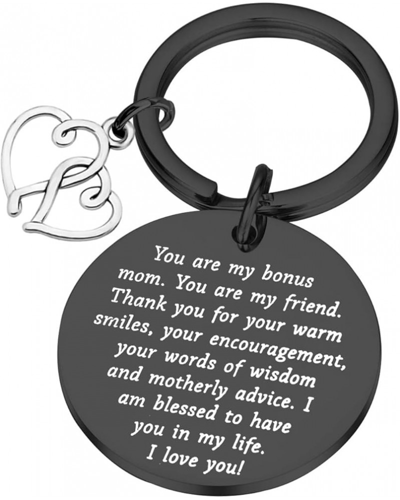 Step Mom Gift Mother's Day Gift for Mom Bonus Mom Stepmother Mother In Law Keychain Mom Black2 $9.45 Pendants