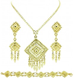 Thai Traditional Gold Plated Necklace Earrings Bracelet Jewelry Set 20 Inches $13.46 Jewelry Sets