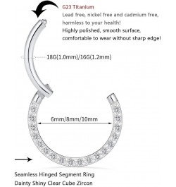 G23 Titanium Hinged Nose Rings Hoop 20G 18G 16G 14G Seamless Piercing Rings for Nose Septum Conch Daith Cartilage Helix Tragu...