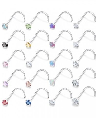 18G 20G 22G Nose Rings for Women 316L Surgical Stainless Steel L Shaped Nose Studs Screw Bone Opal Nose Rings Nostril Piercin...