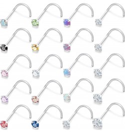 18G 20G 22G Nose Rings for Women 316L Surgical Stainless Steel L Shaped Nose Studs Screw Bone Opal Nose Rings Nostril Piercin...