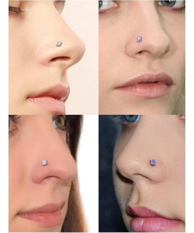 18G 20G 22G Nose Rings for Women 316L Surgical Stainless Steel L Shaped Nose Studs Screw Bone Opal Nose Rings Nostril Piercin...