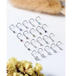 18G 20G 22G Nose Rings for Women 316L Surgical Stainless Steel L Shaped Nose Studs Screw Bone Opal Nose Rings Nostril Piercin...