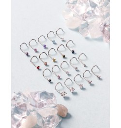 18G 20G 22G Nose Rings for Women 316L Surgical Stainless Steel L Shaped Nose Studs Screw Bone Opal Nose Rings Nostril Piercin...