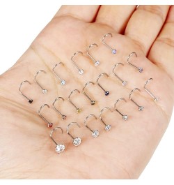 18G 20G 22G Nose Rings for Women 316L Surgical Stainless Steel L Shaped Nose Studs Screw Bone Opal Nose Rings Nostril Piercin...