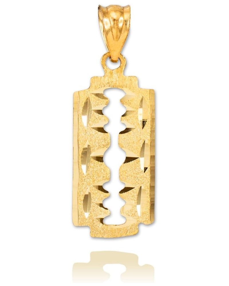 Trendy Necklaces Fine 10k Yellow Gold Razor Blade Charm Pendant $44.85 Necklaces