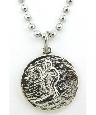 St. Christopher Surf Medal Necklace Pendant, Protector of Travel sv/bb Silver/Baby Blue Small $12.51 Necklaces