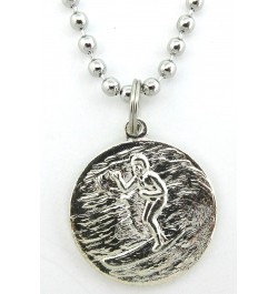 St. Christopher Surf Medal Necklace Pendant, Protector of Travel sv/bb Silver/Baby Blue Small $12.51 Necklaces