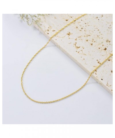 14k Yellow Gold 0.8mm-1.5mm Thin Gold Chain Necklace with Spring Clasp, Cable Chain/Cuban Link Curb Chain/Rope Chain/Rolo Cha...