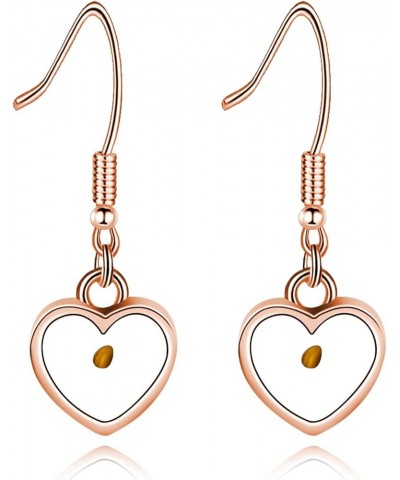 Charms Real Mustard Seed Earrings for Women Girls, Stainless Steel Dangle Drop Earrings Y582-2D Heart-rose gold $7.69 Earrings