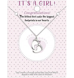 New Mom Gifts Silver Gold Plated Baby Feet Necklace Charm with Birthstone for Women First Mother's Day Jewelry Gift Baby Feet...