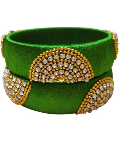 Festive Offer: Designer Handcrafted Ethnic Half Moon Silk Thread Bangles for Women Green 2.10 $7.70 Bracelets