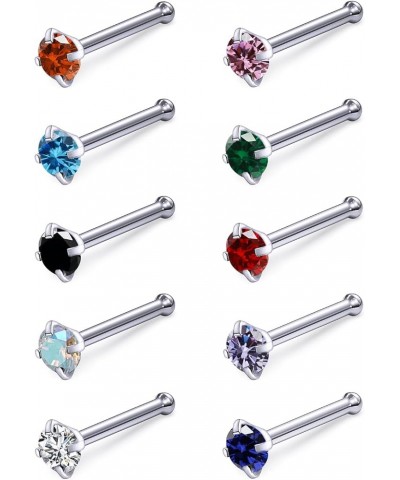 18G 20G 22G F136 Titanium Nose Rings Studs G23 Diamond CZ Nose Studs L Shaped Straight Screw Nose Ring Stud Cubic Zirconia No...