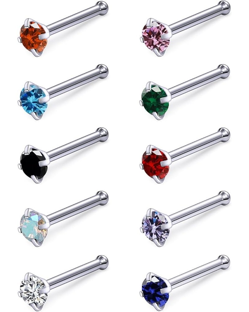 18G 20G 22G F136 Titanium Nose Rings Studs G23 Diamond CZ Nose Studs L Shaped Straight Screw Nose Ring Stud Cubic Zirconia No...