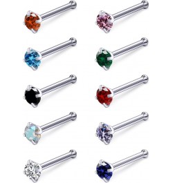 18G 20G 22G F136 Titanium Nose Rings Studs G23 Diamond CZ Nose Studs L Shaped Straight Screw Nose Ring Stud Cubic Zirconia No...