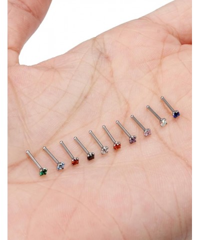 18G 20G 22G F136 Titanium Nose Rings Studs G23 Diamond CZ Nose Studs L Shaped Straight Screw Nose Ring Stud Cubic Zirconia No...