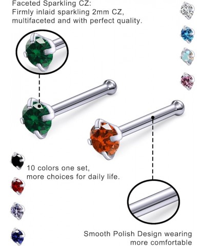 18G 20G 22G F136 Titanium Nose Rings Studs G23 Diamond CZ Nose Studs L Shaped Straight Screw Nose Ring Stud Cubic Zirconia No...