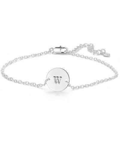 Initial Bracelet for Women Adjustable Round Disc Alphabet Letters Bracelet for Girls W $10.02 Bracelets