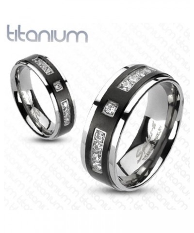 His and Her 4 Piece Black and Silver Stainless Steel and Titanium Wedding Ring Band Set Size Women's 11 Men's 07 $27.42 Sets